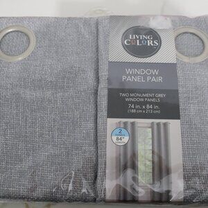 Living Colors Window Panel Curtains Grey Set of 2 74”x84” NEW